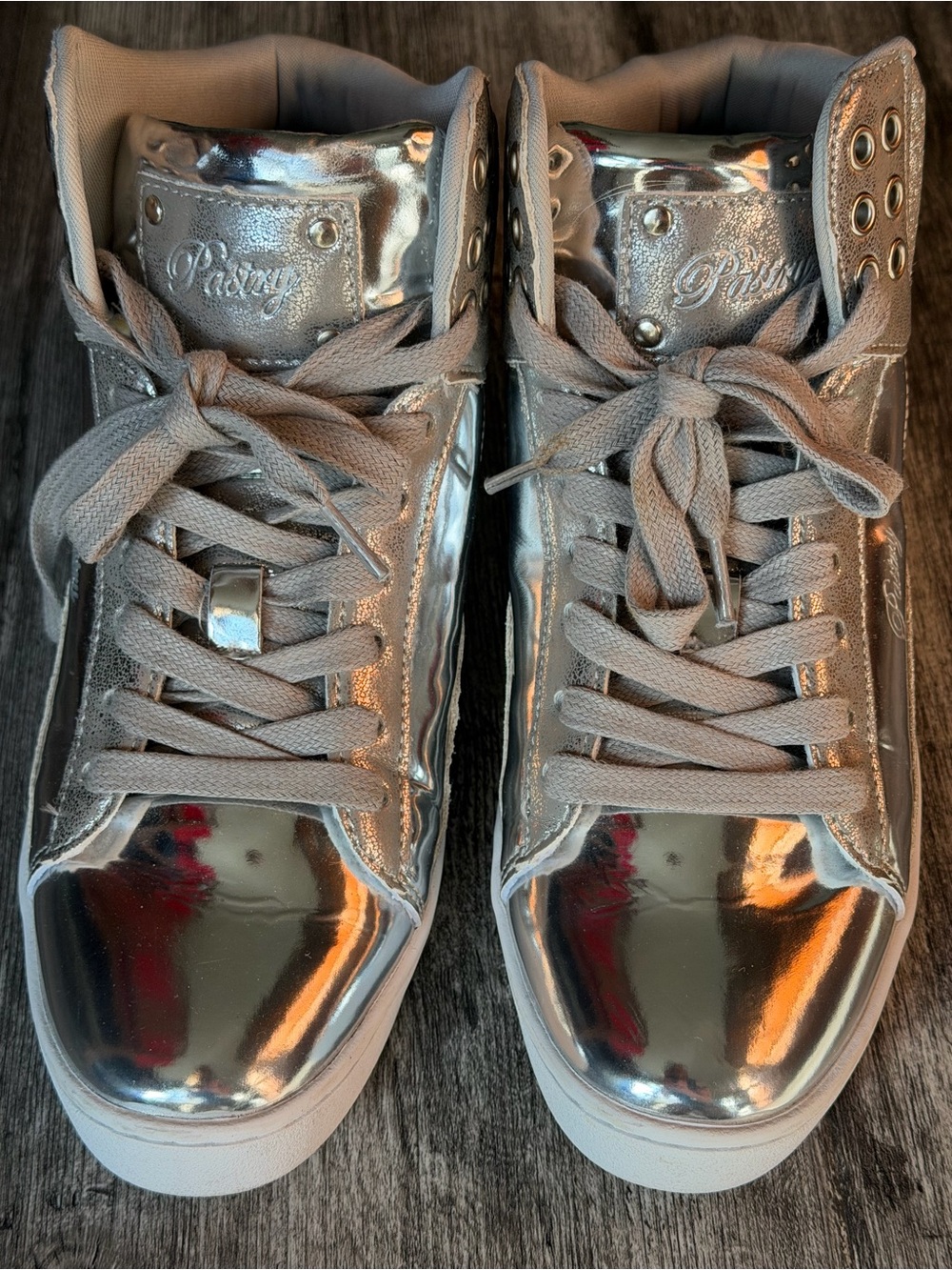 Pastry Silver Metallic Glitter High-Top Sneakers size 8 - Picture 5 of 7